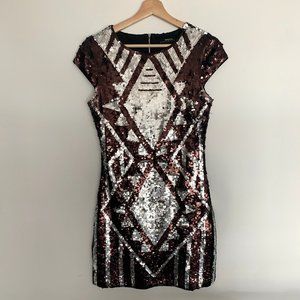 Arden B Geometric Sequined Dress